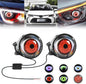 2PCS Dynamic Eyes LED Car Headlight, Blinking Red Demon Eyes Halloween Headlights with Color Lenses for Eyes, Light Up Big Eyeball Lights For Car