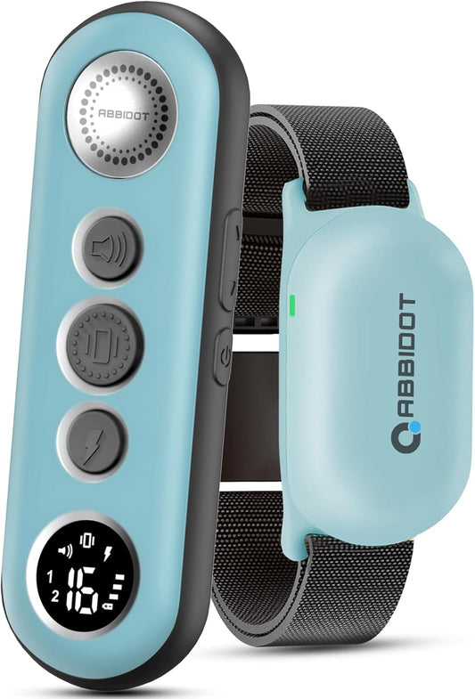 ABBIDOT Shock Collar (8-120 lbs) - Small Size Dog Training Collar with Remote Waterproof Rechargeable Dog Shock Collar with Remote E Collar for Small Medium Large Dogs (Light Blue)