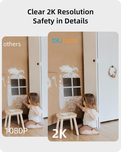 blurams Security Camera, 2K Indoor Camera 360-degree Pet Camera for Home Security w/ Motion Tracking, Phone App, 2-Way Audio, IR Night Vision, Siren, Works with Alexa & Google Assistant,White