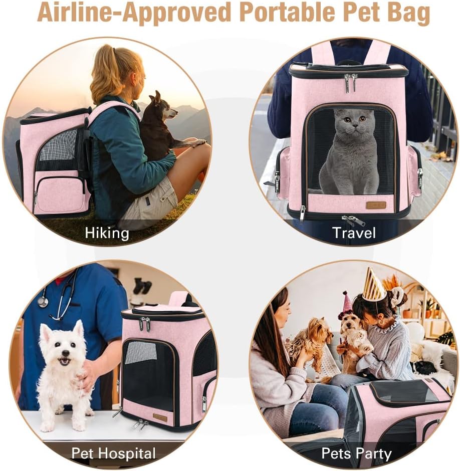 Lekesky Cat Backpack Expandable Dog Carrier Backpack Airline Approved Pet Backpack Carrier for Cats, Small Dogs, Puppies Under 13 Lbs, Grey