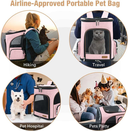 Lekesky Cat Backpack Expandable Dog Carrier Backpack Airline Approved Pet Backpack Carrier for Cats, Small Dogs, Puppies Under 13 Lbs, Grey