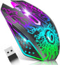 VersionTECH. Wireless Gaming Mouse Rechargeable Computer Mouse Mice Souris with Colorful LED Lights Silent Click 2.4G USB Nano Receiver 3 Level DPI for PC Gamer Laptop Desktop Chromebook Mac