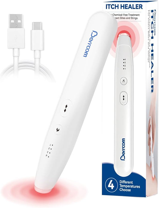 Berrcom Insect Sting and Bite Relief Stick, Chemical-Free Treatment of Insect Bites for Symptom Relief from Itching and Swelling Rechargeable Bug Bite Itch Relief Thing for Mosquito Bites