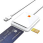 White USB Smart Card Reader, CAC ID Card Reader, SIM Card Compatible, Windows Mac Support