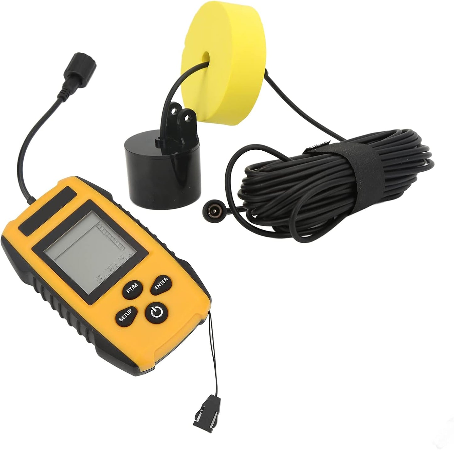 YWBL-WH Depth Finder, Fish Detector for Boat Kayak Fishing, LCD Depth Finder with Backlight