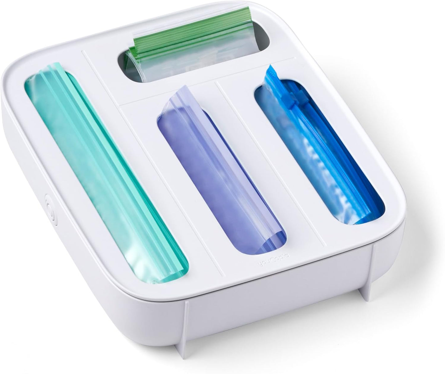YouCopia StoraBag Drawer Food Bags Dispenser, 3-Slot, Plastic Sandwich Bag Organizer for Kitchen Storage