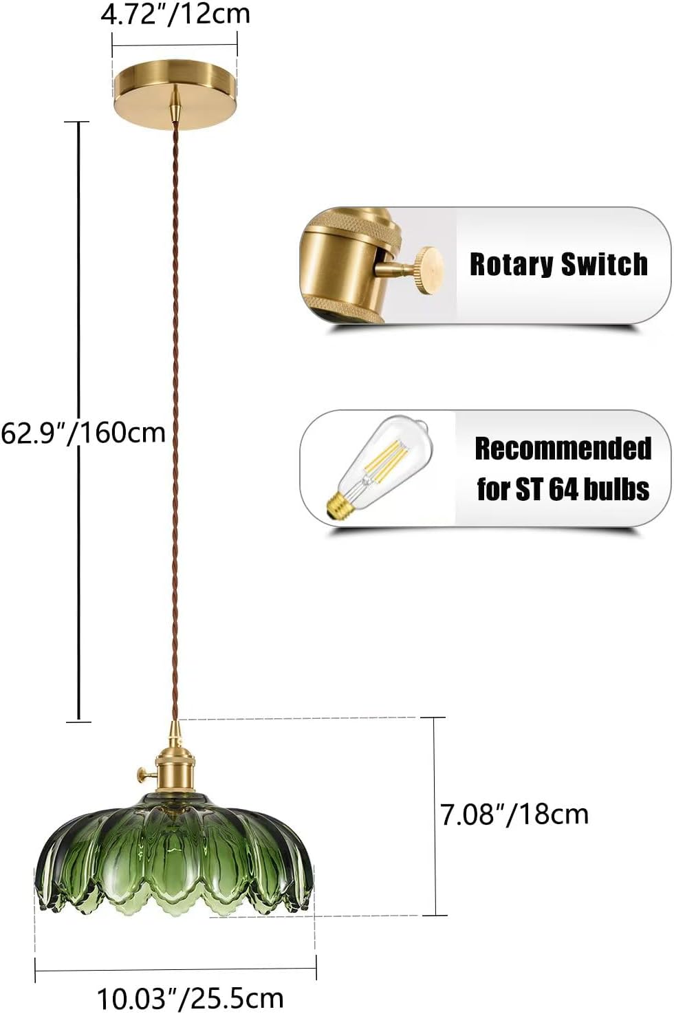 Purilite Select Modern Green Glass Pendant Light