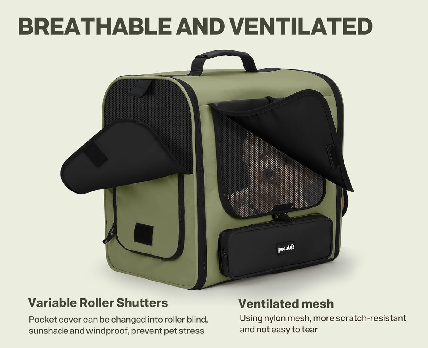 Pecute Cat Backpack, Dog Backpack Carrier with Widened Interior Space,Stable and Secure Pet Car Seat for Sitting and Lying, Breathable Pet Transport Bag Suitable for Hiking, Trekking, Car TravelGray