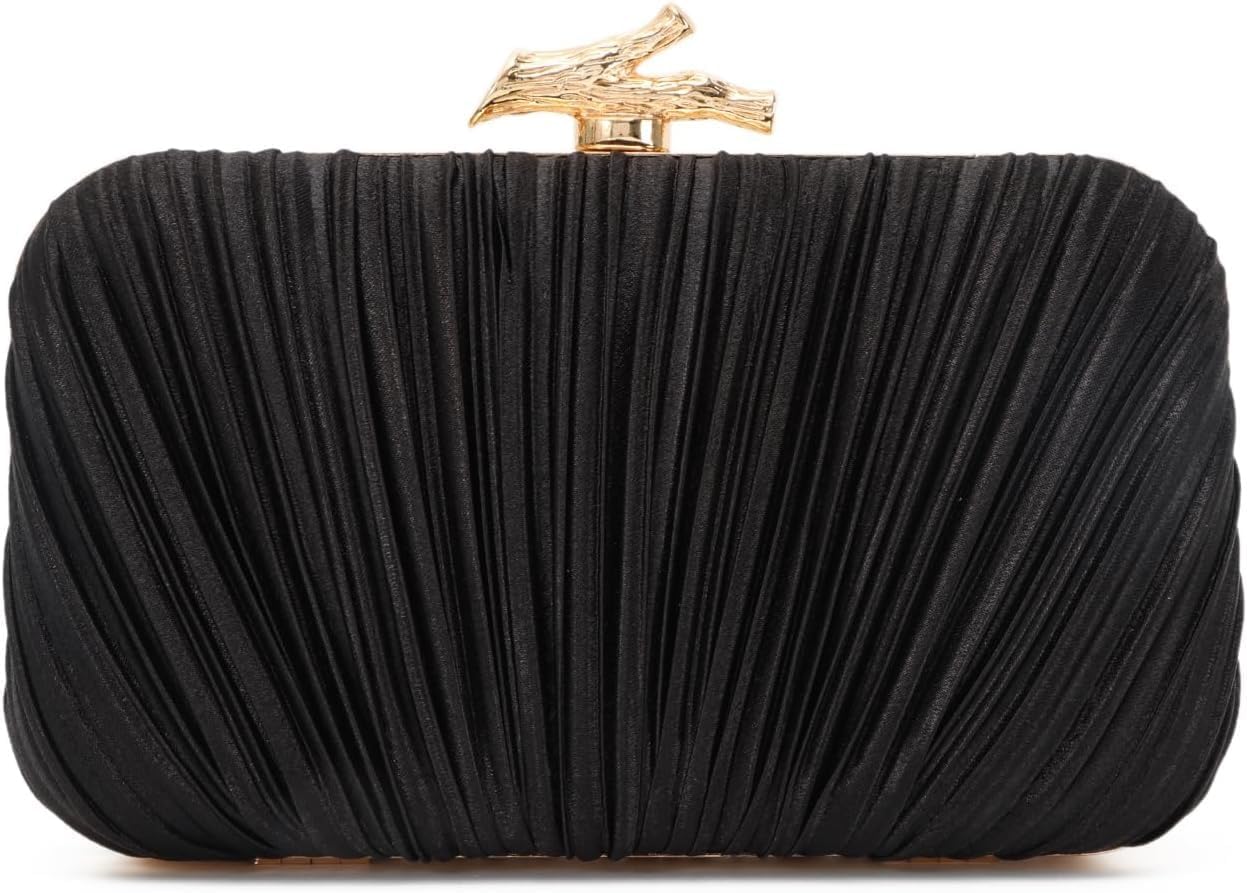 Clutch Purses for Women Evening Bag Pleated Clutch Bag with Chain Party Purses Handbag for Cocktail/Prom/Party/Wedding/Formal