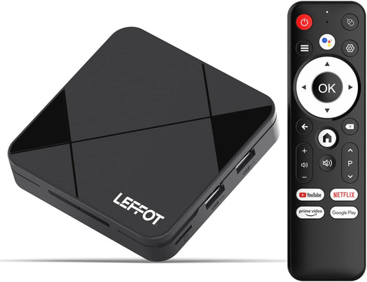 LEFFOT Android TV Box 14, 2025Smart 4K UHD Steaming Devices for TV,2GB RAM + 16GB ROM,Home Smat TV Box,with HDR10,2.4G&5G WiFi 6,BT 5.0 RK3518 - PuriLite