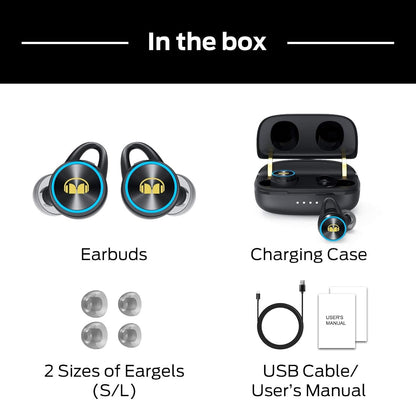 Monster Clarity 101Plus AirLinks Wireless Earbuds, Bluetooth 5.3 in-Ear Headphones with Charging Case, Stereo Earphones Deep Bass Sound, 28H Long Playtime, Water Resistant Design for Sports.