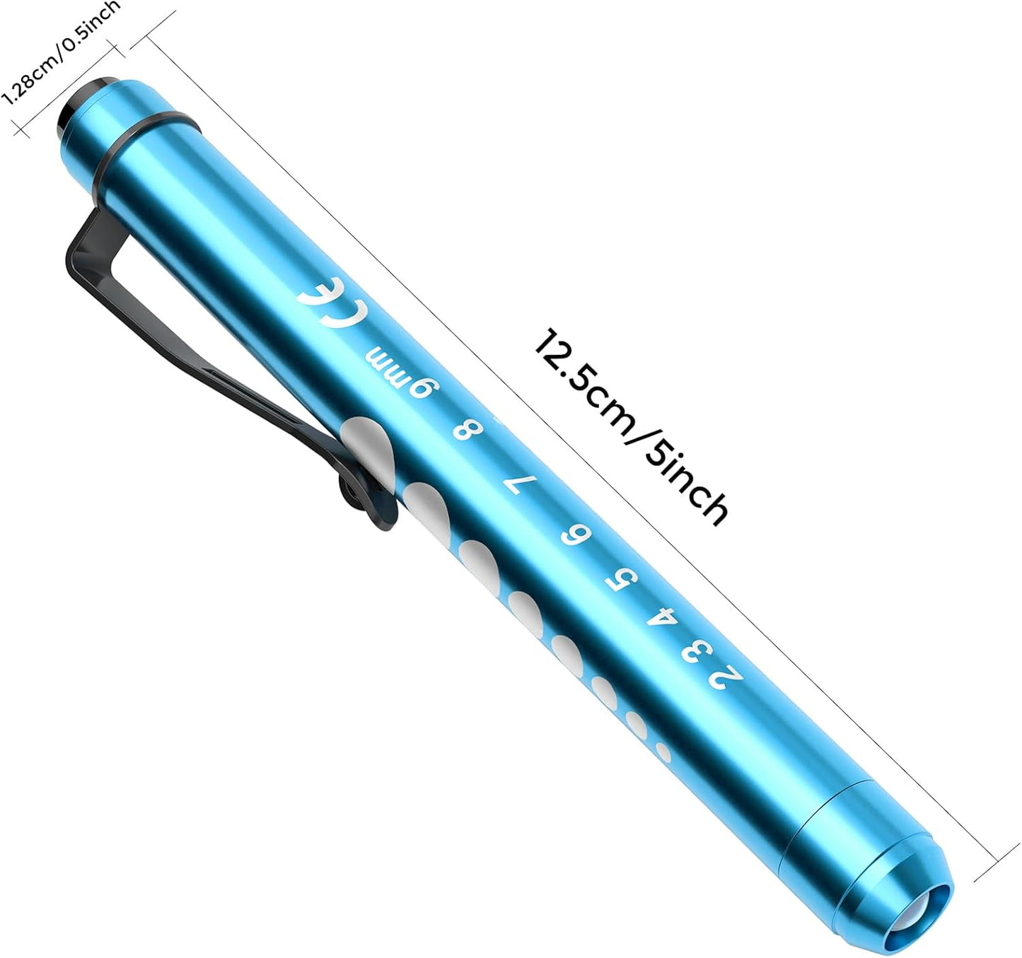 RISEMART Pen Lights for Nurses, 2 Pack Reusable Medical Light with Pupil Gauge and Ruler, White Light LED Penlight for Student Doctors EMT (Black/White)