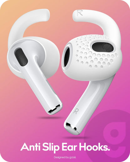 Gcioii 3 Pairs Ear Hooks Covers for AirPods Pro 2 [Added Storage Pouch] Anti-Slip Accessories Compatible with Apple AirPods Pro 2nd Generation (White)
