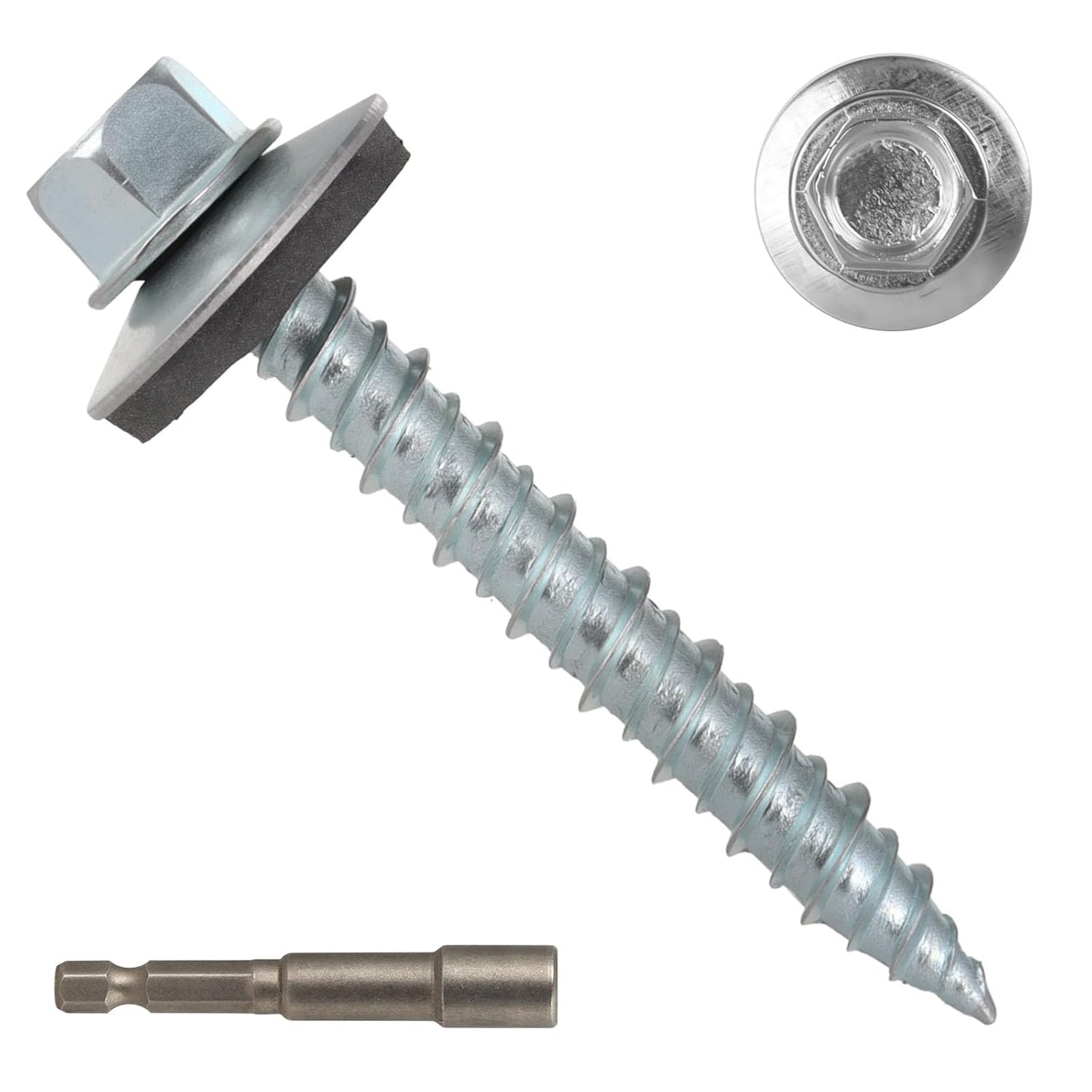 AOKLIT Hex Head Roofing Screws #10 × 1 Inch, 500Pcs Zinc Plated Self Tapping Metal Roof Screws with Rubber Washers for Metal and Corrugated Roofing Panels (Hex Socket Included)