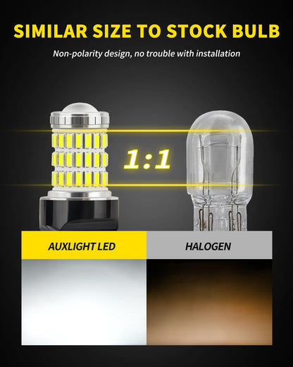 AUXLIGHT 3157 3156 4157 3057 3357 LED Bulbs, Ultra Bright 60-SMD LED Replacement for Turn Signal Blinker Lights, Brake/Tail Lights, Parking/Running Lights, Amber Yellow (Pack of 2)