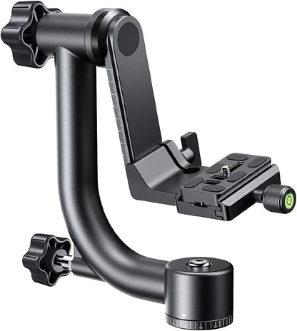 K&F Concept Professional Gimbal Head Heavy Duty Metal 360 Degree Panoramic Tripod Head with Standard 1/4'' Quick Release Plate and Bubble Level for Digital SLR Cameras Up to 20KG/44LBS