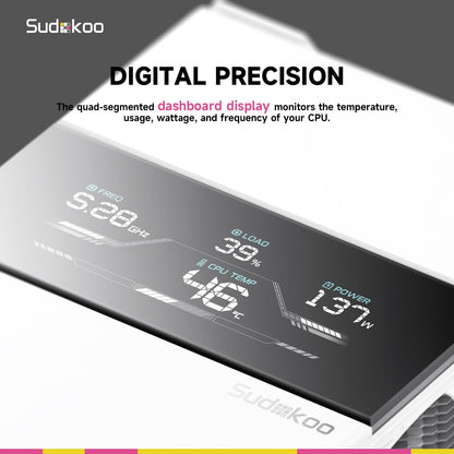 Sudokoo SK700V AM5 CPU Cooler, AM5 Exclusive, Digital Display, 7 Heatpipes CPU Air Cooler, Single Tower, 120mm FDB PWM Fan, Full RAM Freedom, L-Rail Lock Mount, 5 Years Warranty, Black, PC Cooler