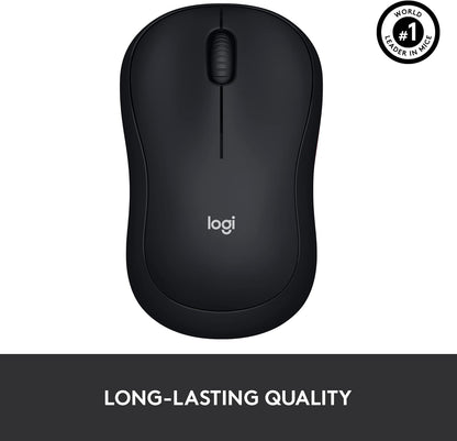 Logitech M185 Wireless Mouse, 2.4GHz with USB Mini Receiver, 12-Month Battery Life, 1000 DPI Optical Tracking, Ambidextrous, Compatible with PC, Mac, Laptop - Black