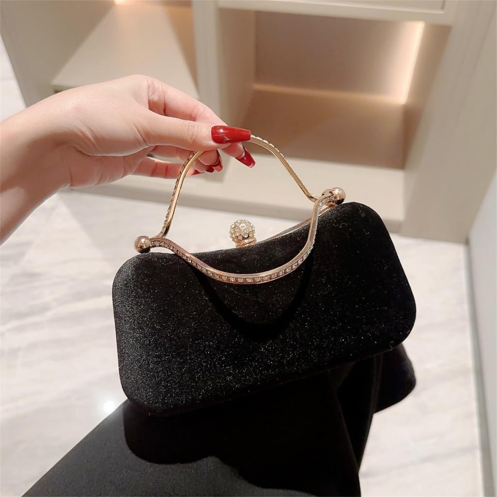 MZRAN Bags for Women, Women Rhinestones Handle Clutch Purse Velvet Handbag Evening Handbags Clutch Purse Wedding Party Bags - PuriLite