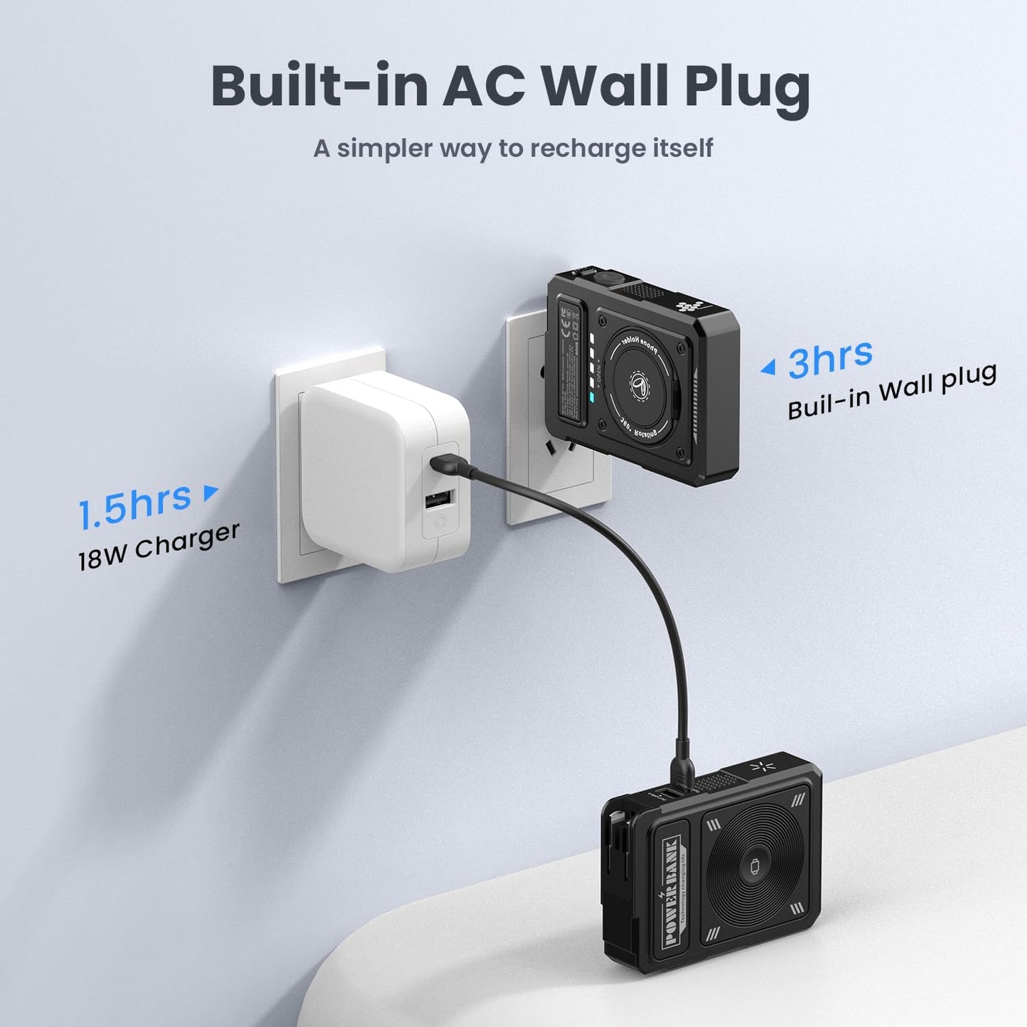 ummz for Magsafe Battery Pack 10000mAh,5-in-1 Magnetic Portable Charger with Wall Plug, Wireless Power Bank for Apple Watch,22.5W Fast Charging PowerBank for iPhone 17 Pro Max/16/15/14/13/12 Mini