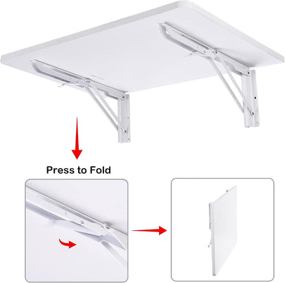 Yescom Wall Mounted Floating Folding Desk Wooden PC Dining Drop Leaf Table 24"x16" 50lbs Weight Capicity for Study White