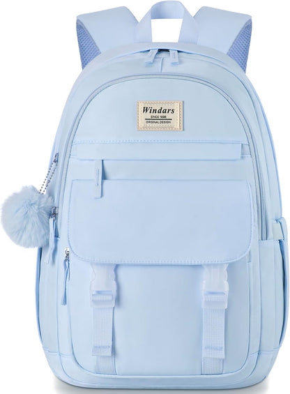 WINDARS School Backpack for Teen Girls, Cute College Backpacks for Women Students Aesthetic Bookbag Large 15.6 Inch Laptop Bag Middle School Travel Back Pack (Khaki Beige)