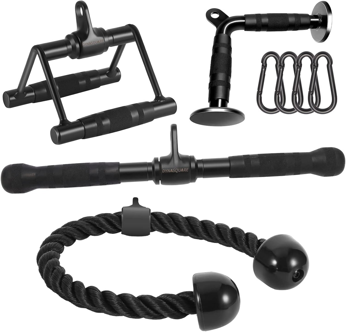 Cable Attachments for Home Gym, LAT Pulldown Attachment, Weight Machine Accessories, Straight Pull Down Equipment, V-Shaped Press Down Bar, Tricep Rope, Exercise & Double D Handle