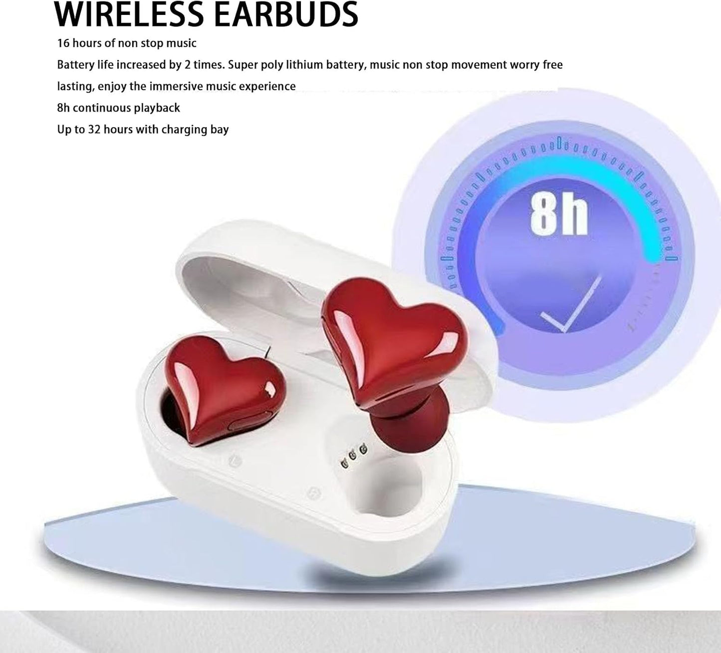 CHICIRIS Heart Shaped Wireless Earbuds, Noise Cancelling Headphones