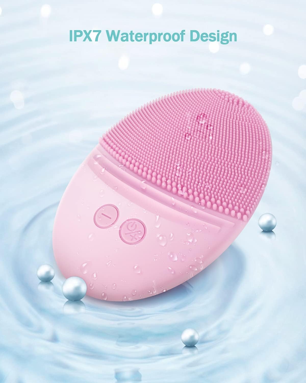 EZBASICS Sonic Facial Cleansing Brush Made with Ultra Hygienic Soft Silicone, Waterproof Sonic Vibrating Face Brush for Deep Cleansing, Gentle Exfoliating and Massaging, Inductive Charging Blue