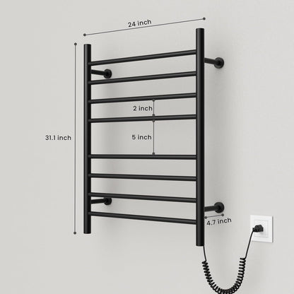 POPFLY Heated Towel Rack, Wall Mounted Electric Hot Towel Warmer, 4-Bar 304 Stainless Steel Small Heated Towel Warmer Rack for Bathroom with Timer and Temperature Control, Brushed