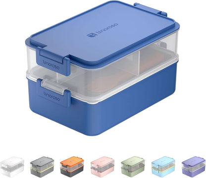Linoroso Stackable Bento Box Adult Lunch Box | Meet All You On-The-Go Needs for Food, Salad and Snack Box, Premium Bento Lunch Box for Adults Include Utensil Set, Dressing Containers - Pale Mint