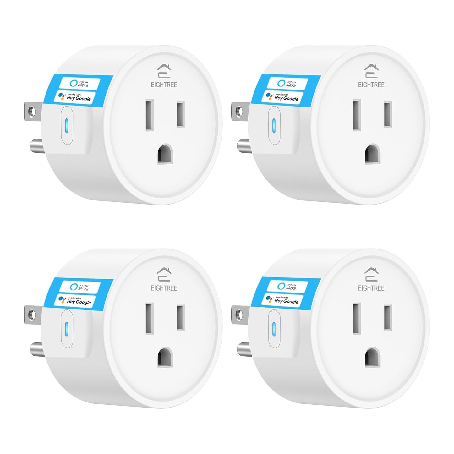 EIGHTREE Smart Plug Alexa, Smart Outlet, Works with Alexa, Google Home and SmartThings, WiFi Smart Plugs with APP Remote Control and Timer Function, 2.4GHz Wi-Fi Only, Prise Intelligente, 4Packs