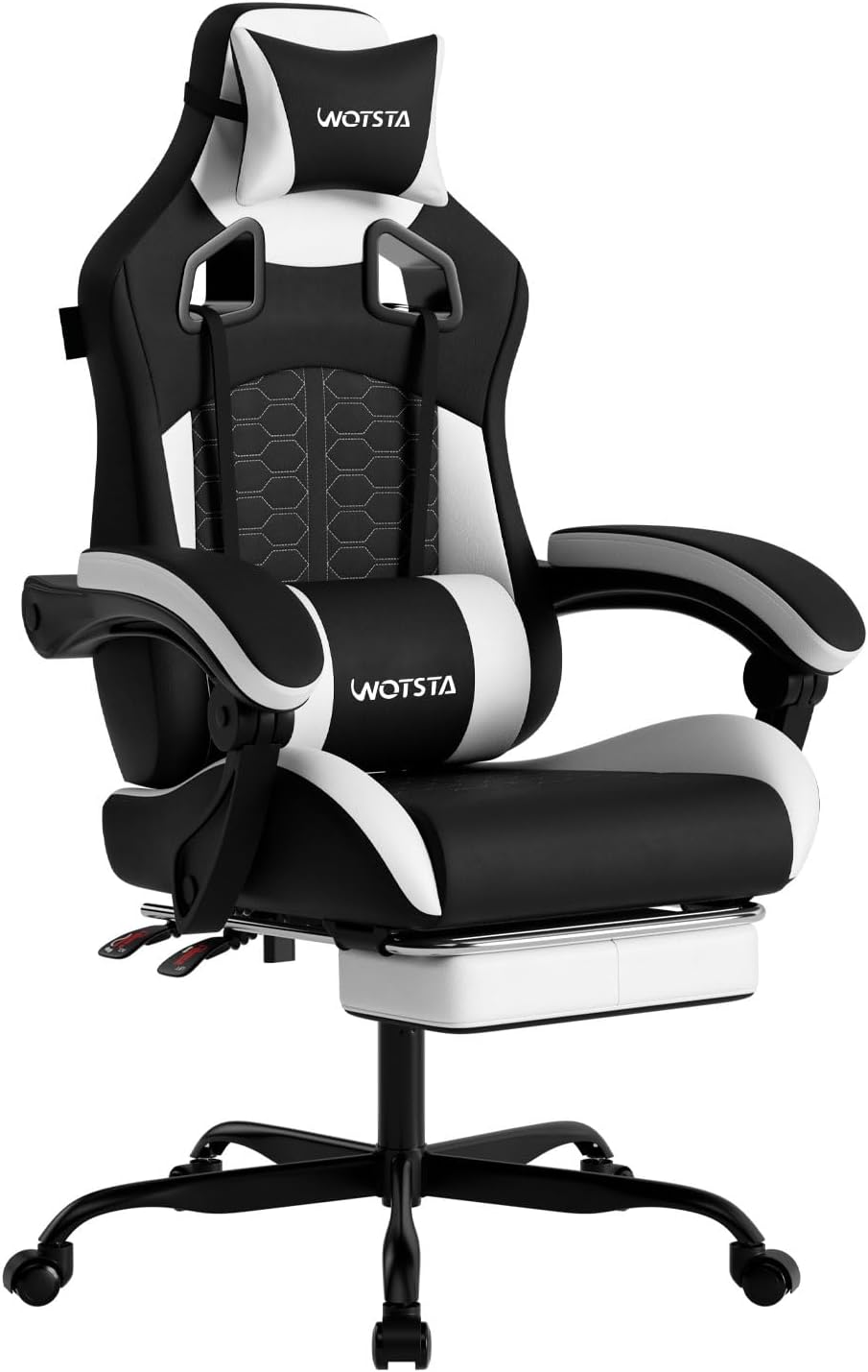 Gaming Chair with Footrest,High Back with Massage Reclining Computer Chair， Big and Tall Racing Gaming Chair Ergonomic Game Chair for Adults PVC Leather (Red)