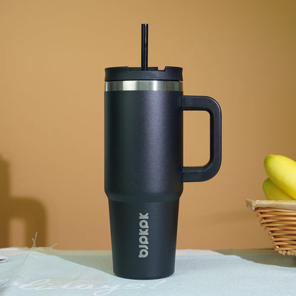 BJPKPK Tumbler with Handle and Straw 30oz Insulated Tumbler Cups with Lid Stainless Steel Travel Coffee Mug,Indigo Black