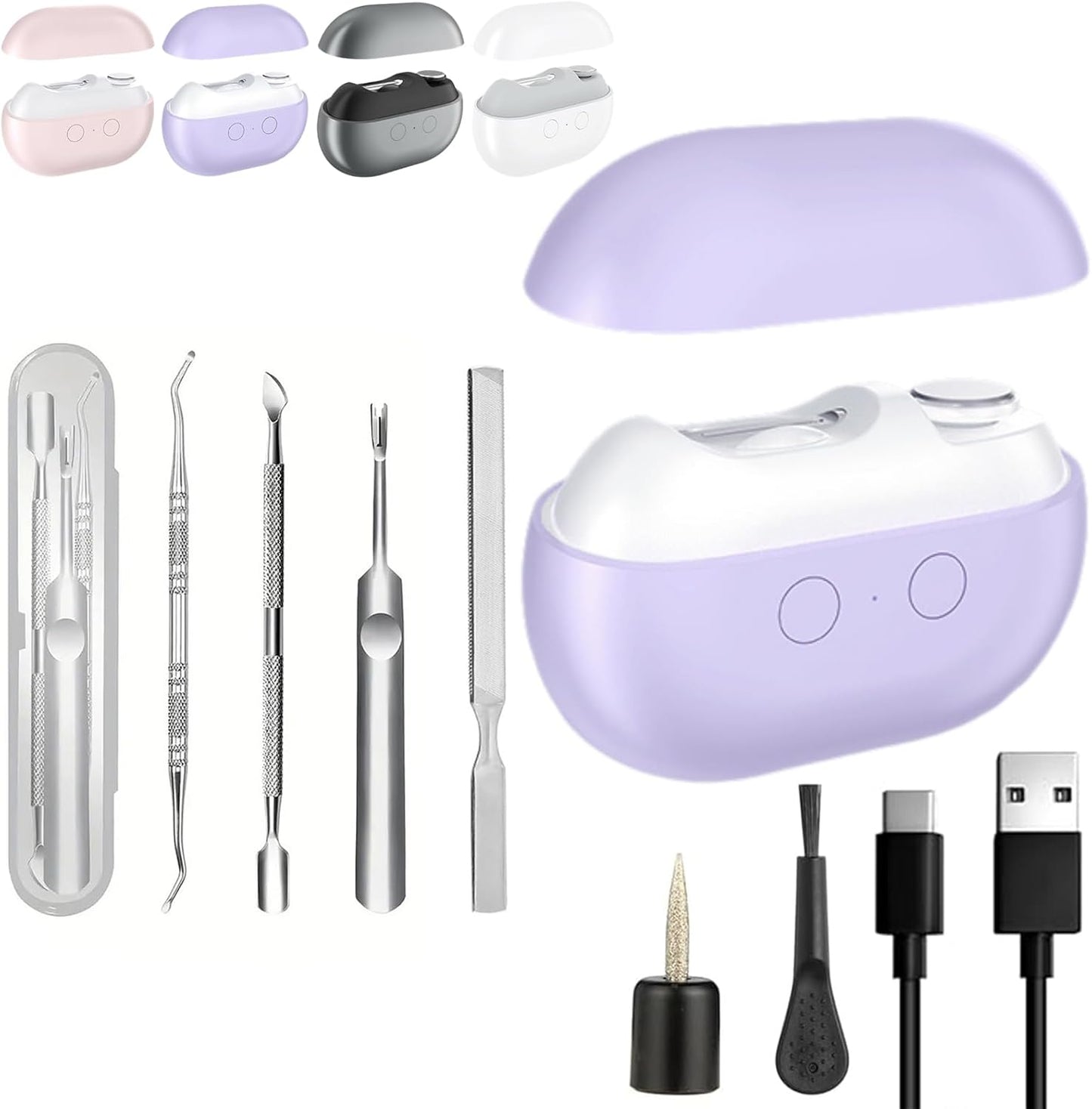 Vueeze EasyClip Smart Nail Clipper - Integrated Shear/Grinding System, LED Safety Lighting, Easy Clip Nail Clippers, Two Grinding Heads Suitable for Grinding Large Areas and Crevices (Black)