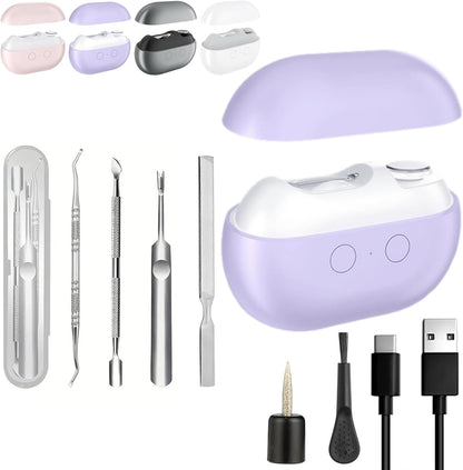 Vueeze EasyClip Smart Nail Clipper - Integrated Shear/Grinding System, LED Safety Lighting, Easy Clip Nail Clippers, Two Grinding Heads Suitable for Grinding Large Areas and Crevices (Black)