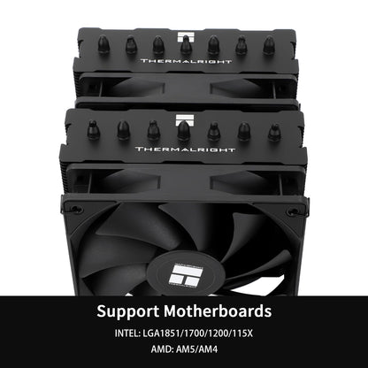 Thermalright Phantom Spirit 120 SE Black CPU Air Cooler,Doubler CPU Fans and Double Towers,154mm High CPU Cooler,for AMD:AM4/AM5,Intel 1150/1151/1200/1851/1700(PS120 SE Black)