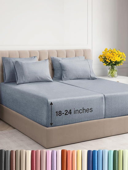 Extra Deep Queen Sheet Set - 6 Piece Breathable & Cooling Sheets - Hotel Luxury Bed Sheets Set - Easy & Secure Fit - Soft, Wrinkle Free & Comfy Sheets Set - White Sheet Set w/Extra Deep Pockets