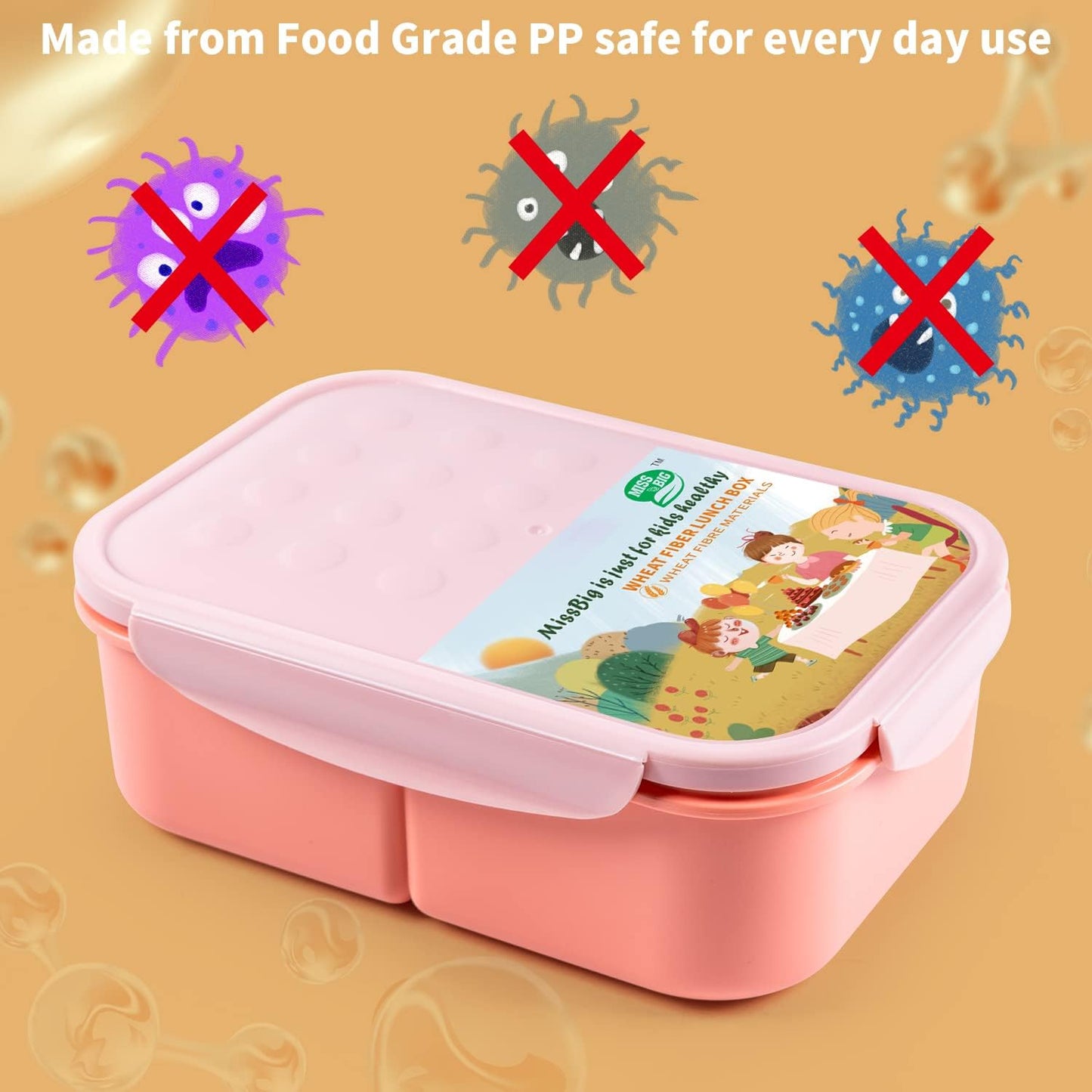 MISS BIG® Bento Box,Lunch Box Adult,Ideal Leak Proof Lunch Containers,Mom's Choice Lunch Box for Kids,No BPAs and No Chemical Dyes,Microwave and Dishwasher Safe Lunch Container (1900ml White)