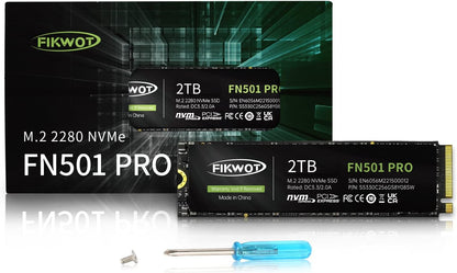 Fikwot FN970 2TB M.2 2280 PCIe Gen4 x4 NVMe 1.4 Internal Solid State Drive with Heatsink - Speeds up to 7,400MB/s, Configure DRAM Cache, Compatible PS5 Internal SSD