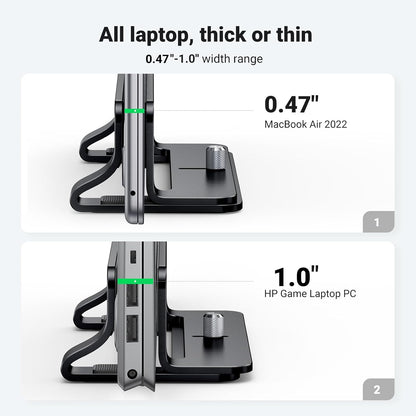 UGREEN Vertical Laptop Stand Holder Mount for Desk, Riser Adjustable Aluminum Compatible with MacBook Pro Air, Ideapad, Surface Book, Chromebook Up to 15.6inch, Grey