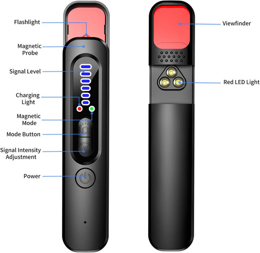 Hidden Camera Detector - Anti Spy/Car GPS Tracker/RF Signal/Bug Sweeper/Hidden Devices/Listening Device Detector - Portable Bug Finder for Office Car Hotel Travel Indoor Outdoor Use