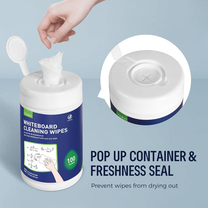 Loukin Whiteboard Cleaning Wipes, Dry Erase Board Cleaning Wipes, Non-Toxic Whiteboard Wipes, 100 Wipes per Canister, 3 Packs