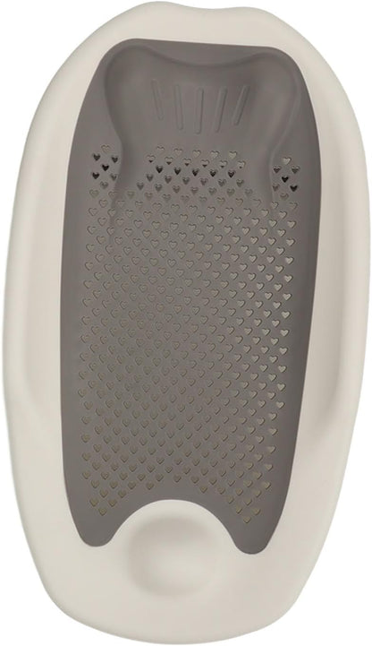 Foldable Baby Bath Support with Hollow Pattern, Ergonomic Design 3 Point Mechanical Structure, Universal Fit for Home Bathroom (Grey)