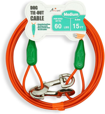 Petest 25ft Reflective Tie-Out Cable for Small Dogs Up to 35 Pounds