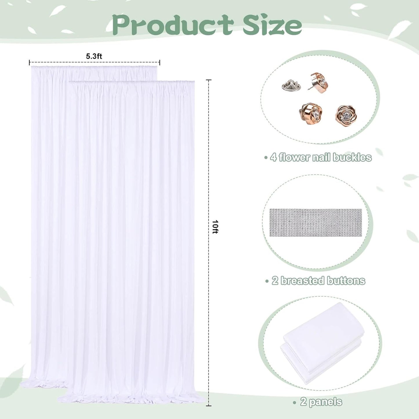 10.6x10Ft White Backdrop Curtain Parties Photo Curtains Backdrop Drapes Fabric for Wedding Birthday Baby Shower Decorations