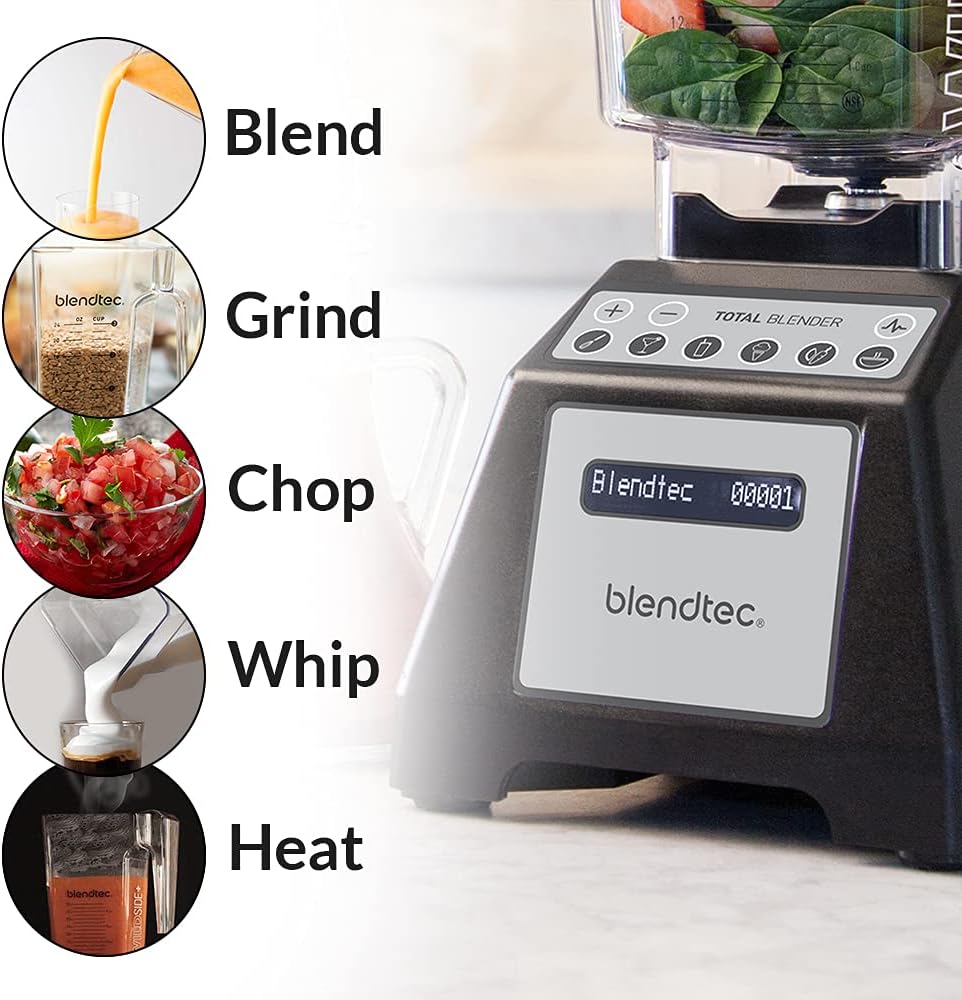 Blendtec Total Classic Original Blender and 75 oz FourSide Blender Jar - Kitchen Blender Bundle - Red