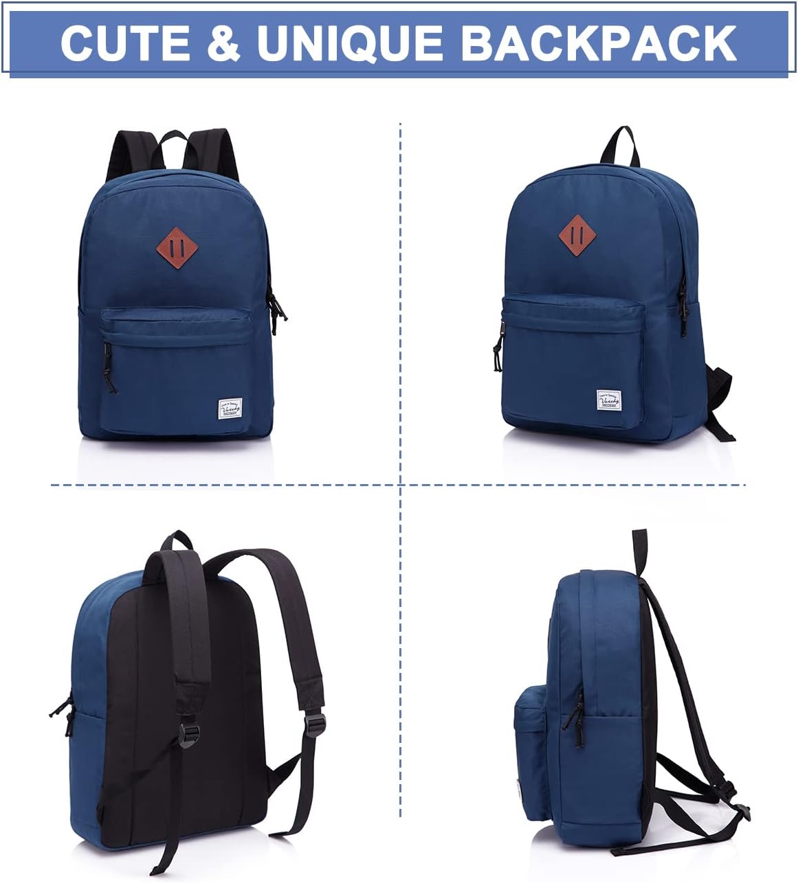 School Backpack for Kids, VASCHY Lightweight Water Resistant Casual Schoolbag Daypack for Men Women Teen Boys Girl Bookbag