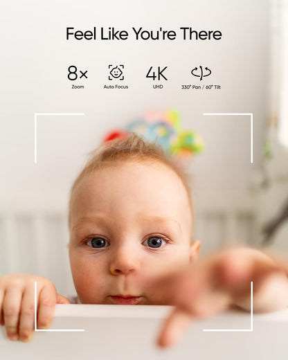 eufy Baby Monitor E21 with 4K Camera, Hybrid Wi-Fi and No Wi-Fi Connection, App and Monitor Control, Ultra-Clear Night View, Pan-Tilt, 8× Zoom, Portable Camera with Built-In Battery, ANR, Smart Alerts