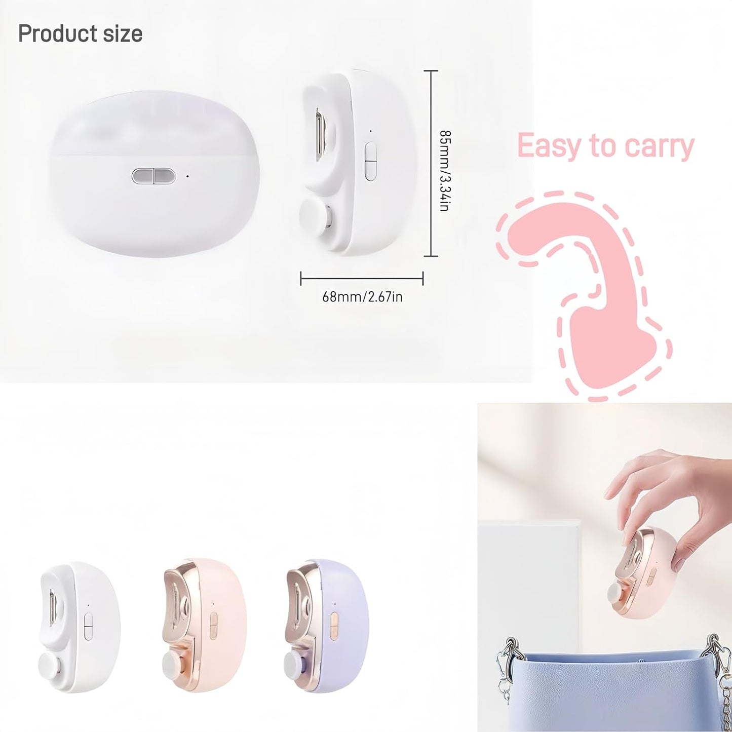 3-in-1 Automatic Electric Nail Clipper for Seniors, Kids & Adults - Rechargeable Electric Toenail Clippers with Polishing and Storage, 2 Speed Safe & Convenient Nail Trimmers